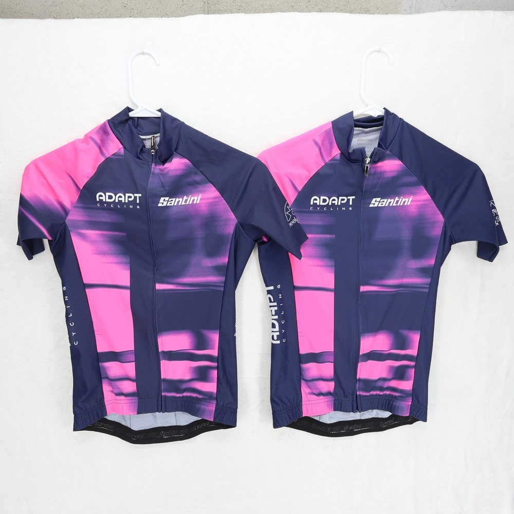 2x Santini Adapt Cycling Jersey Men Medium Short Sleeve Full Zip Bike Top